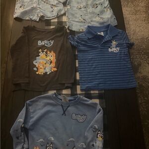 Bluey boys huge lot size 3T 5 shirts & two short matching set outfits like new.